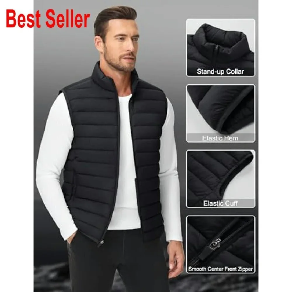 Men's Lightweight Packable Puffer Vest Windproof Water-Resistant Outdoor Travel